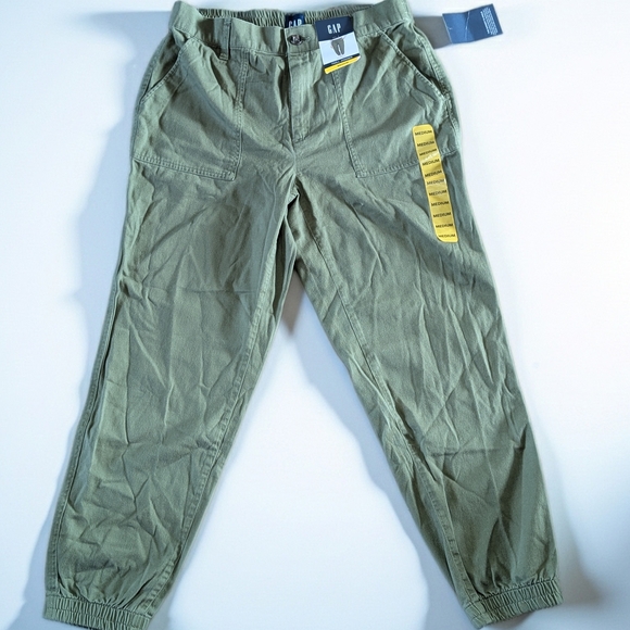 GAP Pants - GAP Twill Jogger Olive Green Pants Elastic Waist Pockets Button Women's Casual M